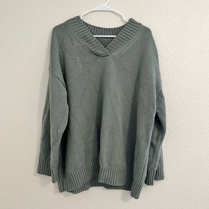 Sage Green Oversized/Slouchy Knit Sweater - XL